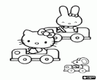 Hello Kitty and friends going around in their little cars