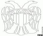 Logo PAOK FC and PAOK Thessaloniki, Greek soccer team. Panthessalonikeios Athlitikós Ómilos Konstantinoupoliton, greek original name transliterated