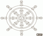 The wheel of dharma, dharmachakra or Dhammacakka, the symbol of Buddhism
