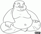 Budai or Hotei, the Buddha with a big belly, smiling Buddha or Fat Buddha. Deity conducive to happiness and abundance