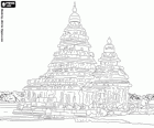 The Shore Temple over looks the Bay of Bengal and is built with blocks of granite, Mahabalipuram, India