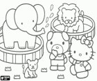 Hello Kitty and friends in the zoo or zoological garden