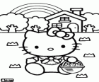 Hello Kitty with a basket full of strawberries