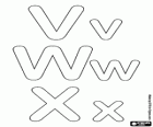 Letters V, W and X of the bubble alphabet
