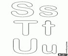 Letters S, Tand U of the bubble alphabet