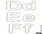 Letters D, E and F of the bubble alphabet