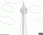 The CN Tower, communications and observation tower with a height of more than 553 meters, Toronto, Ontario, Canada