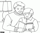 Dad helping his child read
