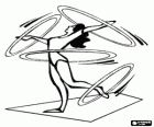 Rhythmic gymnast doing an exercise with hoops