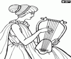 Woman playing the lyre in the period of classical antiquity of Greece