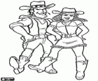 Cowboy and cowgirl at a country music dance