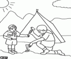 Young adventurers mounting the tent