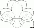 Symbol of Scouting. Fleur de lis, two stars and a trefoil at the bottom