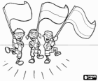 Children with large flags