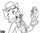 Tom and Jerry very elegants with bowler hat and bow tie