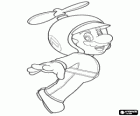 Mario flying with the hull with propeller