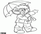 Child with an open umbrella