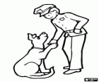 K-9 dog or police dog in the moment of greeting to an agent