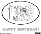 Greeting card for 13 years with Count von Count and thirteen bats from Sesame Street