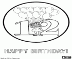 Greeting of 12 years old with twelve balloons from Sesame Street