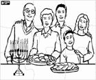 Judaism Puzzle - Family in the celebration of Hanukkah