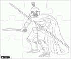 Puzzle of Ancient Greece - Spartan warrior armed with sword and spear