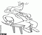 Geronimo Stilton laughing while sitting on a chair