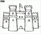 Puzzle of Castle with two towers and flag