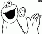 The Cookie Monster is eating a cookie