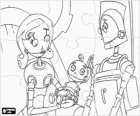 Robots puzzle. Puzzle of Herb Copperbottom and his wife Lydia with his baby Rodney Copperbottom