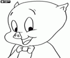 Porky Pig, an animated cartoon character in Loonely Tunes from the Warner Bros
