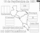 Independence of Central America, September 15, 1821. Commemoration of independence from Spain in the modern countries of Guatemala, Honduras, El Salvador, Nicaragua and Costa Rica