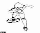 Captain Tsubasa at high speed while is controlling the ball