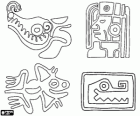 Mayan drawings carved on a stone