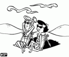 Wilma Flintstone and Betty Rubble sunbathing on the beach
