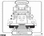 Flynn, the red fire locomotive, a member of the search and rescue team