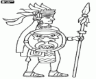 Aztec warrior with spear and shield