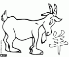 The goat, the sign of the Goat, the year of the Goat in the Chinese astrology. The eighth sign of the Chinese calendar
