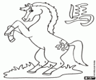 The horse, the sign of the Horse, Year of the Horse in Chinese astrology. The seventh animal of the Chinese Zodiac