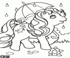 My little pony with an umbrella in the rain