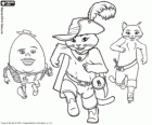 The protagonists, Puss in Boots, Humpty and Kitty