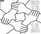 International Day of Solidarity, December 20. The four hands clasping arms as a sign of solidarity