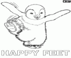 Mumble, the little penguin starts dancing. Happy Feet