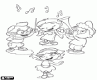Little Einsteins. Leo with his baton, Annie singing, Quincy playing the trumpet and June dancing