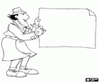 The Inspector Gadget with a pencil and a large sheet of paper