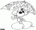 Diddl the mouse with an umbrella full of holes