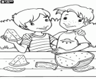 Two children eating watermelon in Holly Hobbie