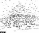 Characters from Fireman Sam celebrating Christmas