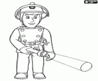 Fireman Elvis Cridlington with a flashlight, a character of Fireman Sam
