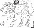 Two students from Monster High, Lagoona Blue and Ghoulia Yelps